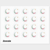 Sticker Rond Lettre C aquarelle avec des roses  (Feuille)
