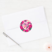 Sticker Rond Lettre C Aquarelle rose Monogramme circulaire (Enveloppe)