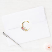 Sticker Rond Lettre C dorée avec fleurs (Enveloppe)
