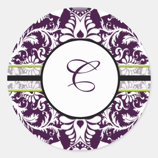 Sticker Rond LETTRE C Mariage POPULAIRE DOMMAGE INITIAL (Devant)