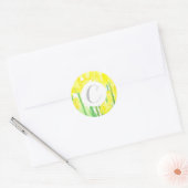 Sticker Rond Lettre C Monogramme Fleurs de tulipes jaunes (Enveloppe)
