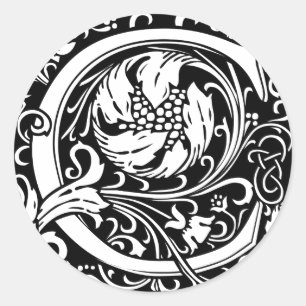 Sticker Rond Lettre C Monogramme médiéval Art Nouveau