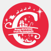 Sticker Rond Lettre C Monogramme Nom de famille initial Salutat (Devant)