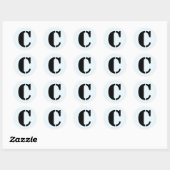 Sticker Rond Lettre C Stencil Alphabet par Janz Alice Blue (Feuille)