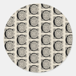 Sticker Rond Lettre C Vintage Monogramme de noeud celtique