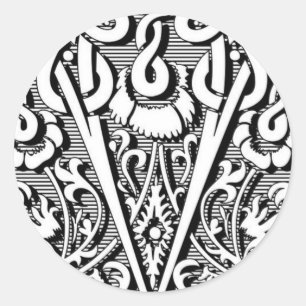 Sticker Rond lettre celtique V de monogramme de la Renaissance