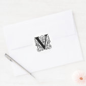 Sticker Rond Lettre chic V (Enveloppe)