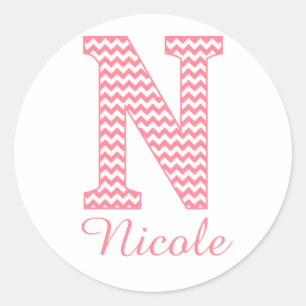 Sticker Rond LETTRE CHIVRE PLEIN PEU CHINE N MONogramme