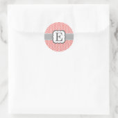Sticker Rond Lettre corail blanc monogramme E Chevron (Sac)