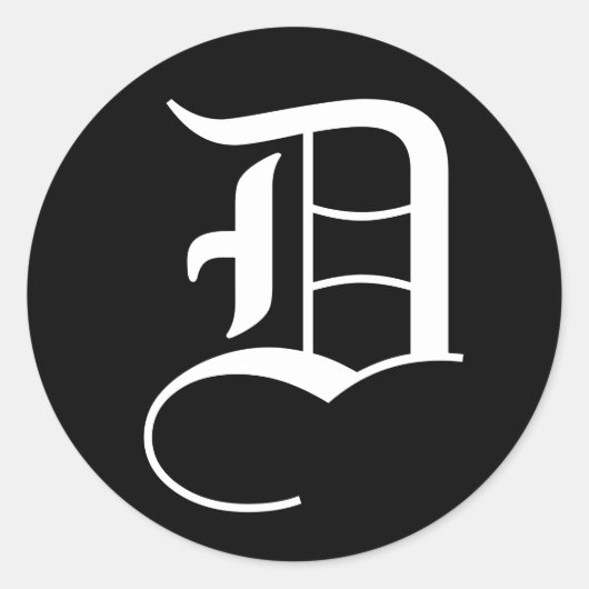 Sticker Rond Lettre D Alphabet Mariage par Janz Black (Devant)