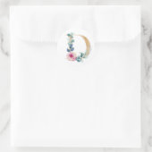 Sticker Rond Lettre D aquarelle avec rose (Sac)