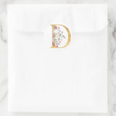 Sticker Rond Lettre D or avec fleurs (Sac)