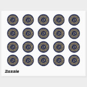 Sticker Rond Lettre D or Damask Pattern (Feuille)