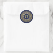 Sticker Rond Lettre D or Damask Pattern (Sac)