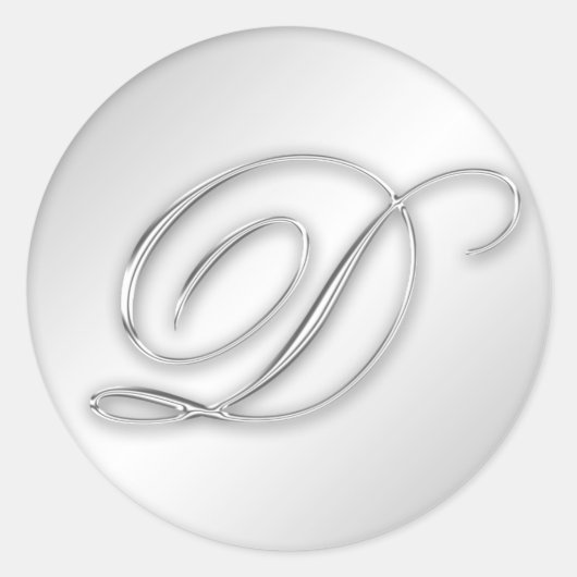 Sticker Rond Lettre D script initial faux argent monogramme fav (Devant)