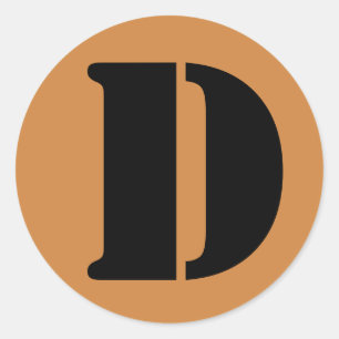 Sticker Rond Lettre D Stencil Alphabet par Janz Peru Gold