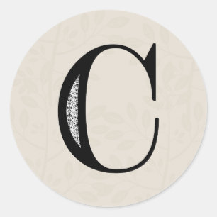 Sticker Rond Lettre Damas C - Noir