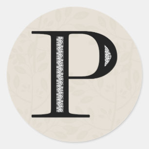 Sticker Rond Lettre Damas P - Noir