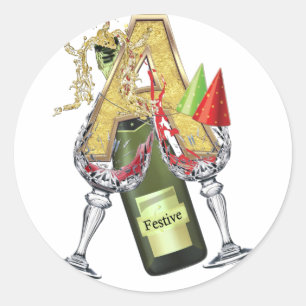 Sticker Rond Lettre de célébration A Zazzle