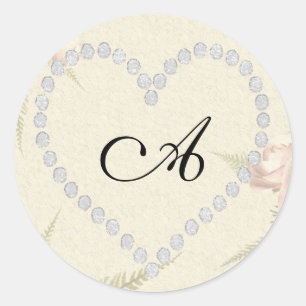 Sticker Rond lettre de coeur de diamant A ajouter votre propre