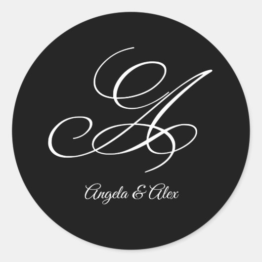 Sticker Rond Lettre de fantaisie mariage A Monogramme (Devant)