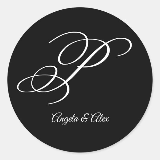 Sticker Rond Lettre de fantaisie mariage P Monogramme (Devant)