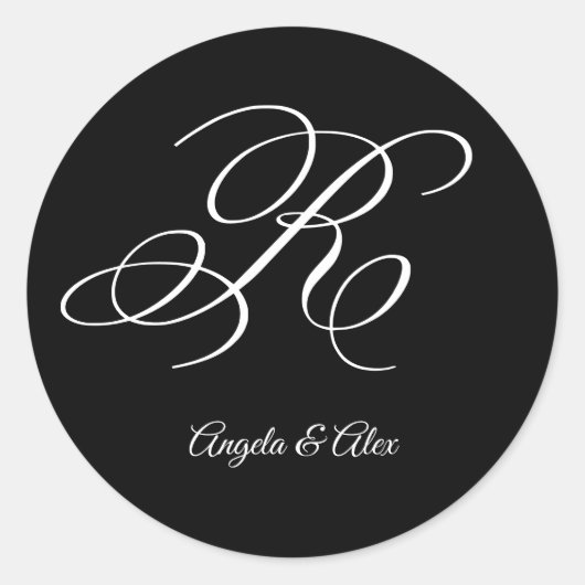 Sticker Rond Lettre de fantaisie mariage R Monogramme (Devant)