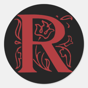 Sticker Rond Lettre de fantaisie R