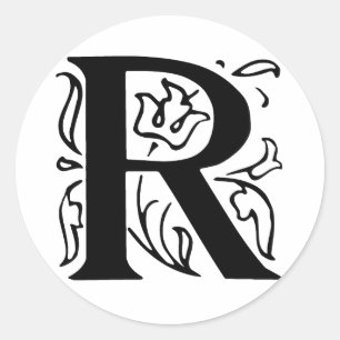 Sticker Rond Lettre de fantaisie R