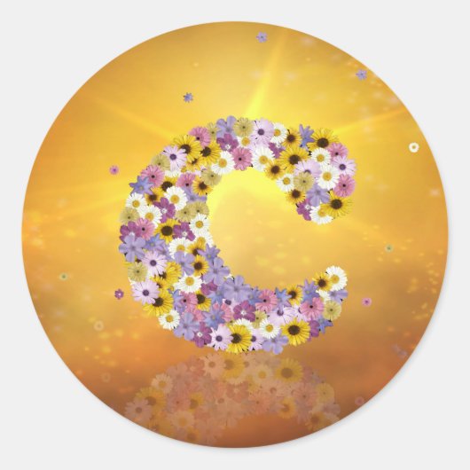 Sticker Rond Lettre de fleurs C (Devant)