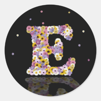 Sticker Rond Lettre de fleurs E