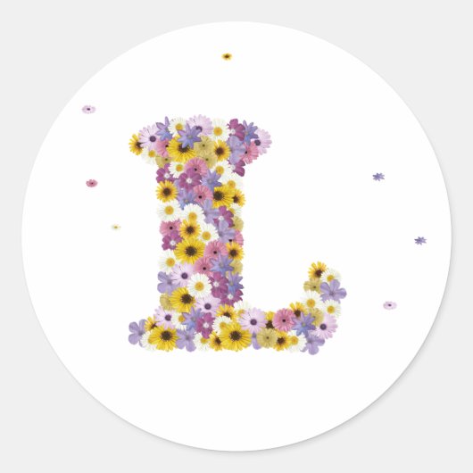 Sticker Rond Lettre de fleurs l (Devant)