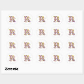 Sticker Rond Lettre de fleurs R (Feuille)
