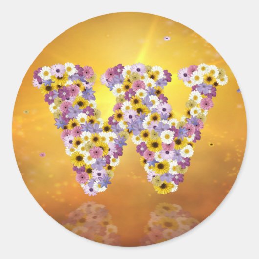 Sticker Rond Lettre de fleurs W (Devant)