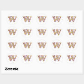 Sticker Rond Lettre de fleurs W (Feuille)
