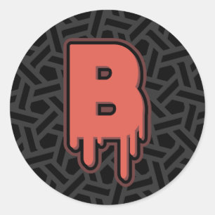 Sticker Rond Lettre de fusion B - Nom personnalisé Cadeau d'ann