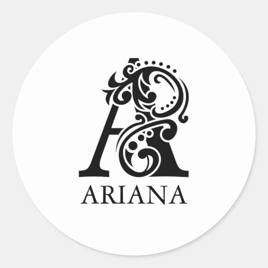 Sticker Rond Lettre de luxe A en noir et blanc (Devant)