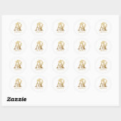 Sticker Rond Lettre de luxe A en or sur blanc (Feuille)