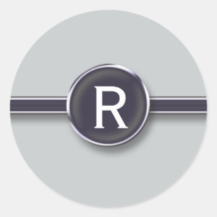 Sticker Rond Lettre de machine à écrire Monogram Silver