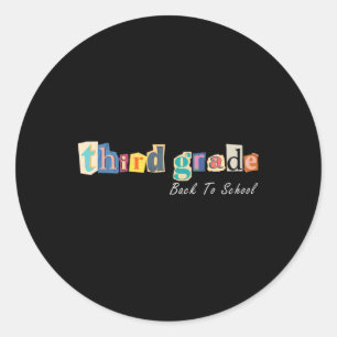 Sticker Rond Lettre de mégazine Enseignant de troisième année E