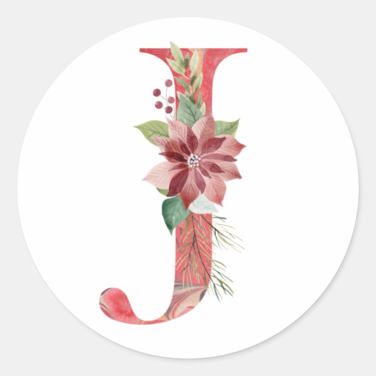 STICKER ROND LETTRE DE NOËL AQUATIQUE J (Devant)