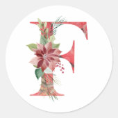 Sticker Rond Lettre de noël de l'aquarelle F (Devant)