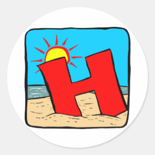 Sticker Rond LETTRE DES IDÉES DE Mariage DE PLAGE H