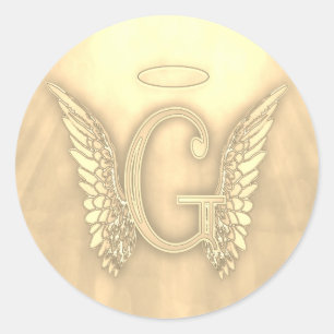 Sticker Rond Lettre d'or G Angel Monogramme