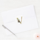 Sticker Rond Lettre d'or MONOGRAMM boho bordeaux fleurs Cla (Enveloppe)