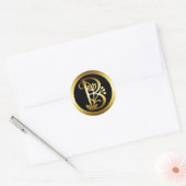 STICKER ROND LETTRE D'OR MONOGRAMME FLORALE B (Enveloppe)
