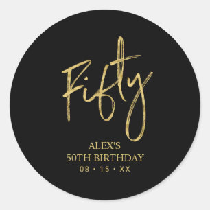 Sticker Rond Lettre dorée Cinquante 50e Anniversaire Favoriser