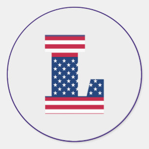 Sticker Rond LETTRE Drapeau AMÉRICAINE L