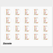 Sticker Rond Lettre E dorée avec fleurs (Feuille)