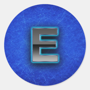 Sticker Rond Lettre E - édition bleue au néon